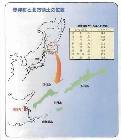 標津町と北方領土の位置の画像