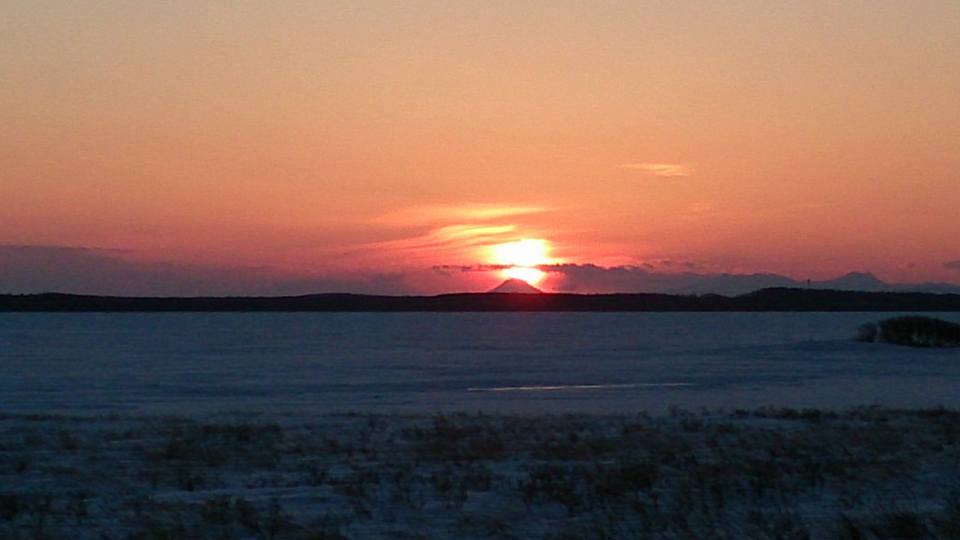 野付半島からの夕日の写真