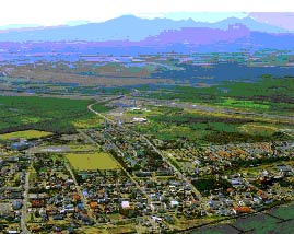 上空からの標津町の写真