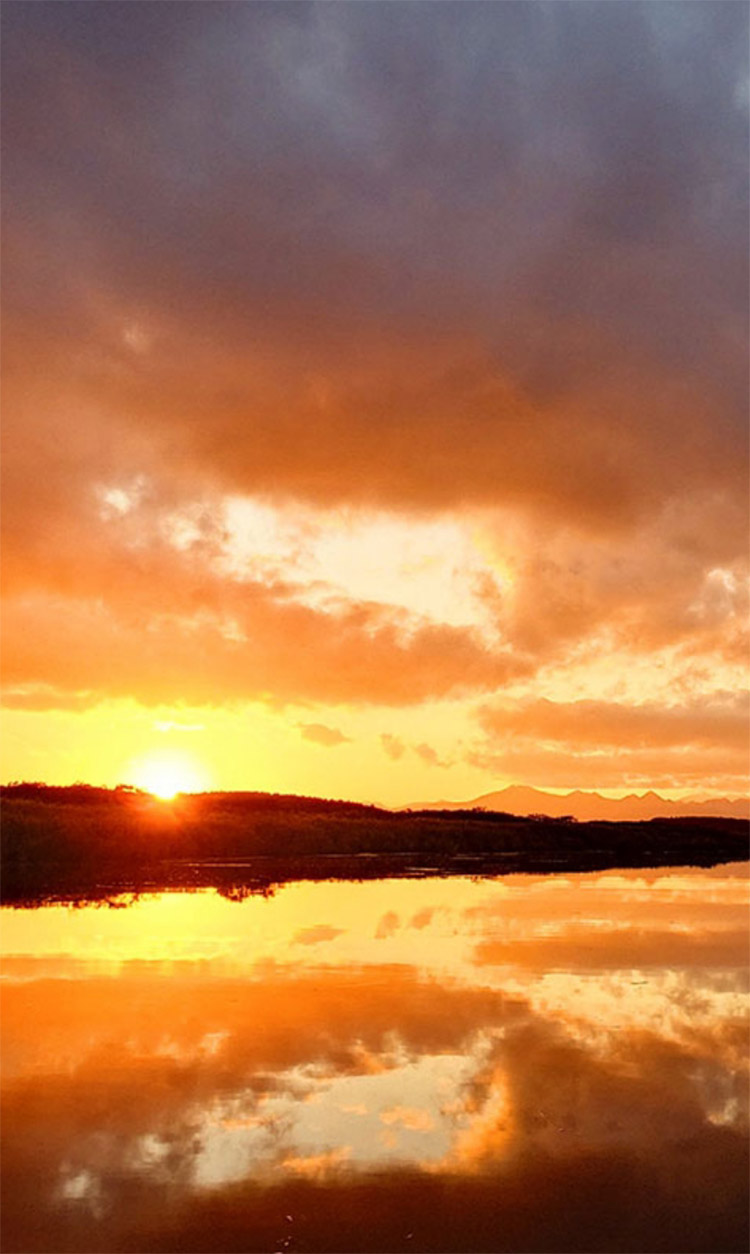 夕暮れの標津町